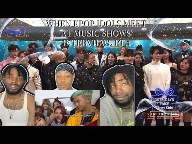 when kpop idols meet at music shows' interviews reaction pt.1