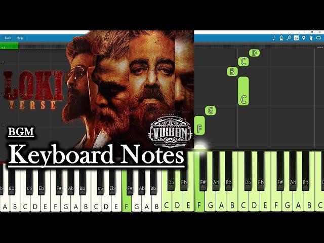 Lokiverse BGM Keyboard Notes (piano Cover) | Anirudh | Kamal Haasan | Suriya | Vikram