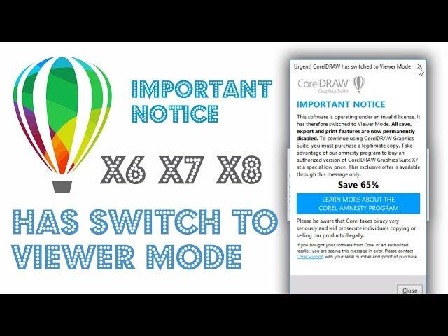 Fix Corel draw has switched to Viewer Mode X6 X7 X8 - Buy Legal Copy - Cannot Save,Export