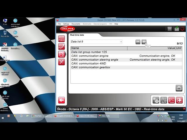 Delphi Ds150e - Skoda Octavia - ABS ESP - Real Time Data