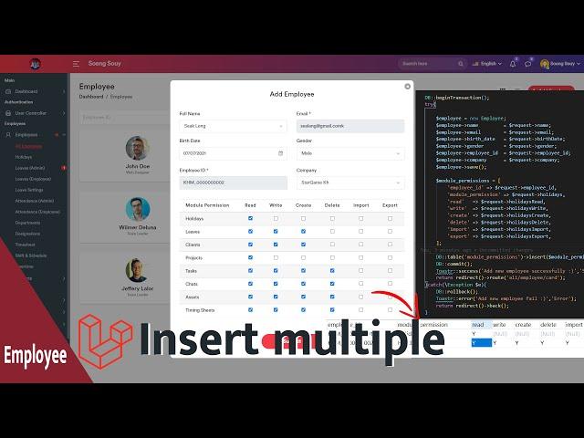 Insert data employee two table in Laravel 8.X | HR System Management