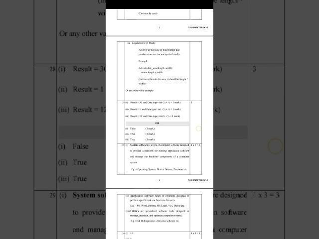 ANSWER KEY SUBJECT COMPUTER SCIENCE CLASS 11TH MID TERM EXAM 2024