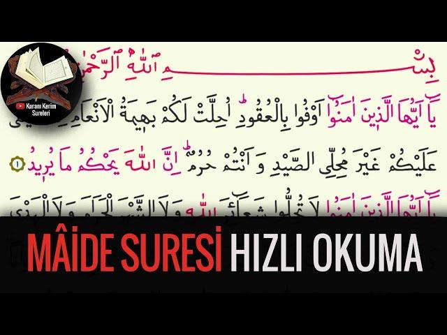 Fast reading of Surah maide (suras of the Quran)