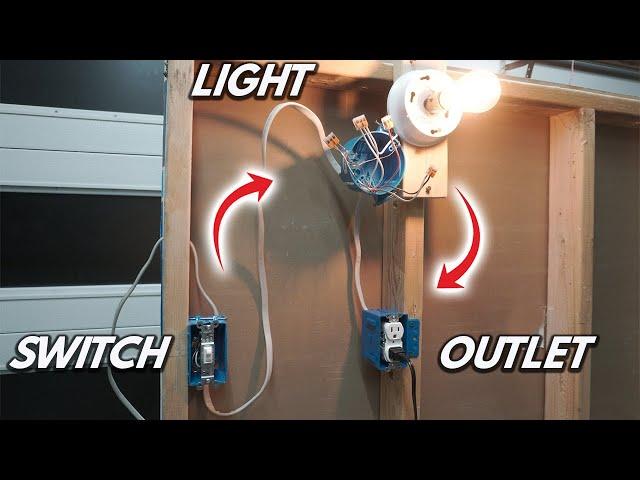 How To Wire A Single Pole Switch To A Light Fixture With An Outlet On The Same Circuit! DIY Tutorial