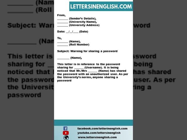 Sample Warning Letter from University for Password Sharing