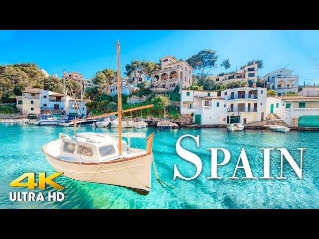 FLYING OVER SPAIN (4K UHD) Amazing Beautiful Nature Scenery with Relaxing Music | 4K VIDEO ULTRA HD