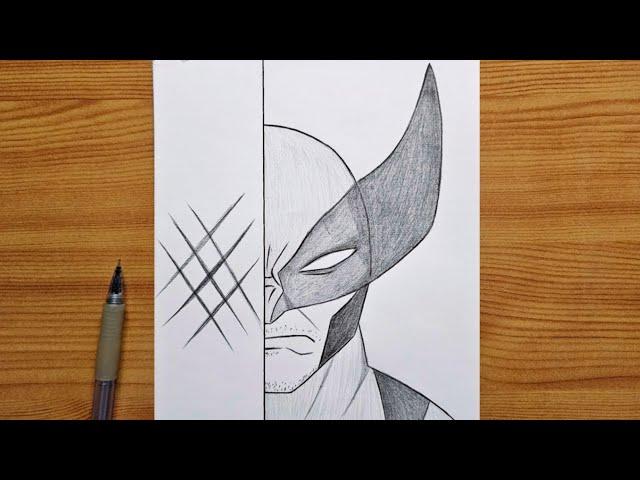 how to draw Wolverine half face | Wolverine Marvel step by step | easy drawing