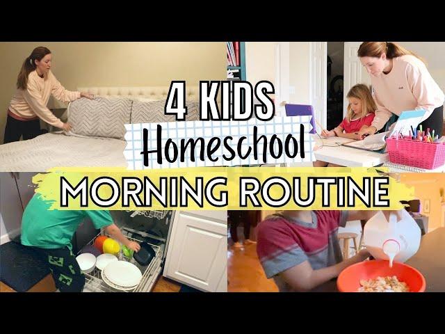 MOM OF 4 MORNING ROUTINE | 4 Kids Homeschool Morning Routine