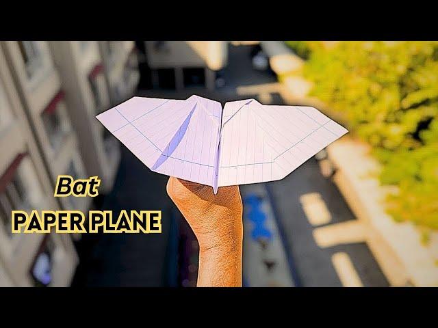 How to make crazy paper bat, Paper flying bat plane, Flapping bat, Best flying notebook bat #plane