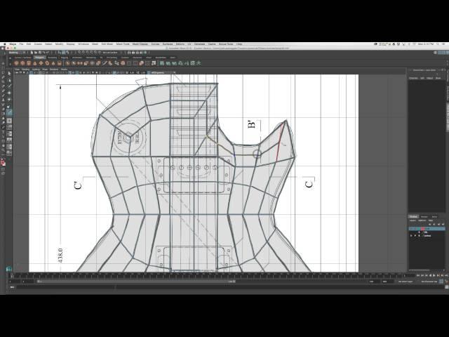 Maya 2016: Gibson Les Paul Body modelling, UV mapping and texturing