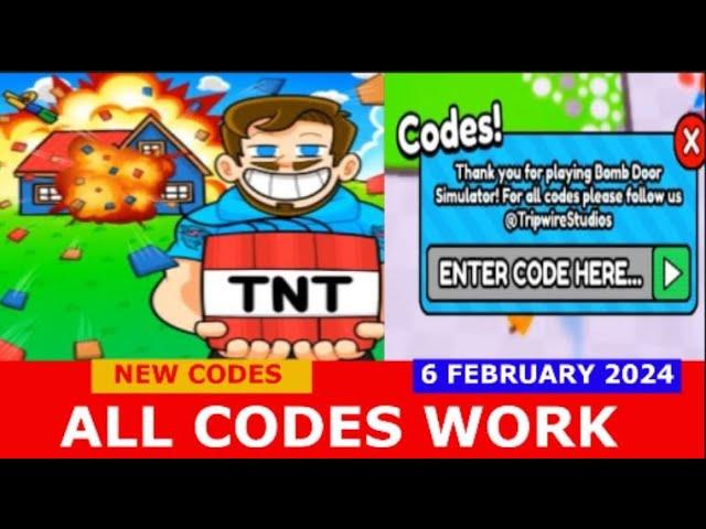 *ALL CODES WORK* Bomb Door Simulator ROBLOX | NEW CODES | FEBRUARY 6, 2024