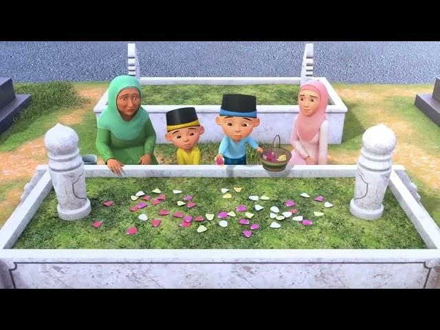 Keseruan Upin Ipin Saat Berziarah ke Makam Orang Tuanya