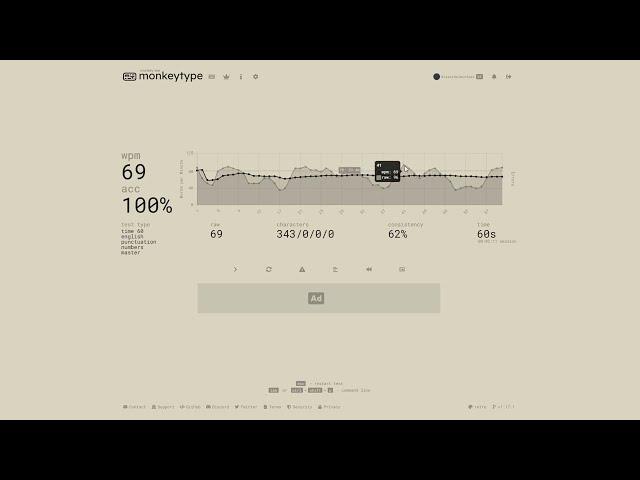 Typing speed practice - 69 Words Per Minute