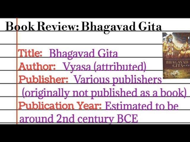 Write a book review on spiritual book || Book Review on Bhagavad Gita