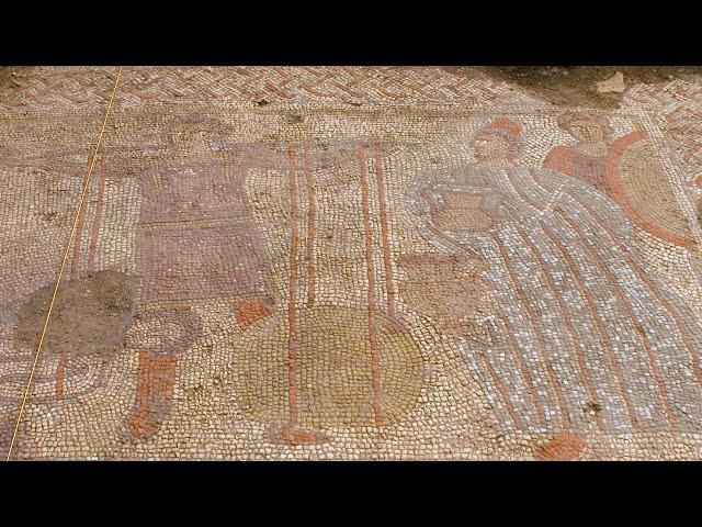 Extraordinary Roman mosaic & villa discovered beneath farmer's field in Rutland