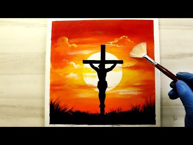 Easter- Holy Cross Acrylic Painting - Step by Step / Daily Art Challenge #214