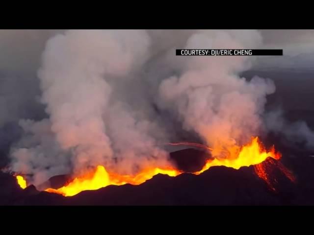 Raw: Drone Footage Looks Inside Iceland Volcano