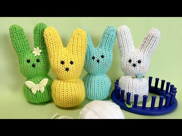 LOOM Knitting Easter Marshmallow Bunny Rabbit - Easy Knit on 24 Peg Round Loom