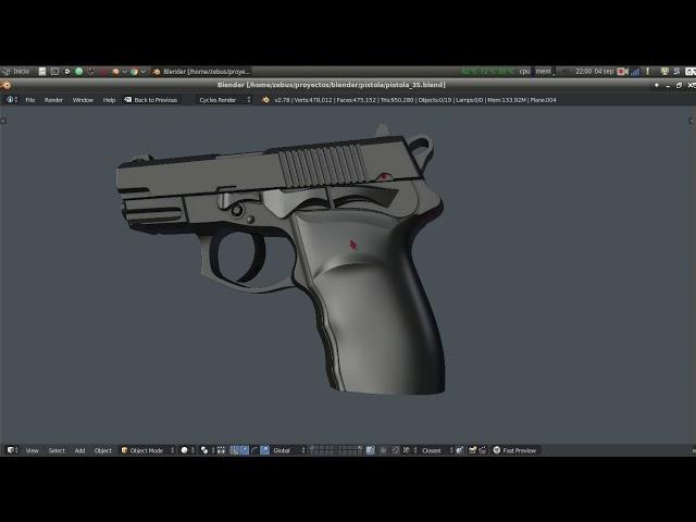 (W.I.P 09) Gun, hard surface modelling, with Game Dev Tools Addon