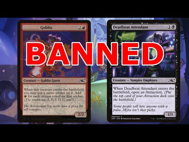 HUGE BANS CHANGE LEGACY!  All Stickers and Attractions Banned (Legacy Name Sticker Goblin Ban- MTG)