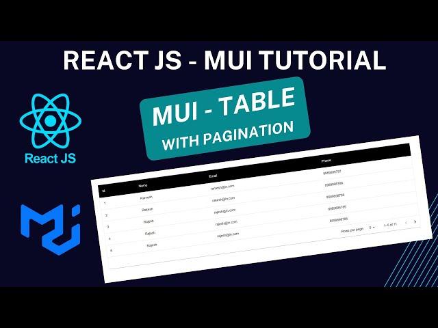 MUI Table with pagination in React JS  | Load MUI Table with api data | React JS - MUI Tutorial