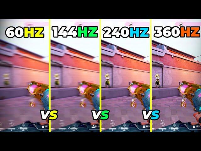 60Hz vs 144Hz vs 240Hz vs 360hz Refresh Rate Comparison! - Valorant