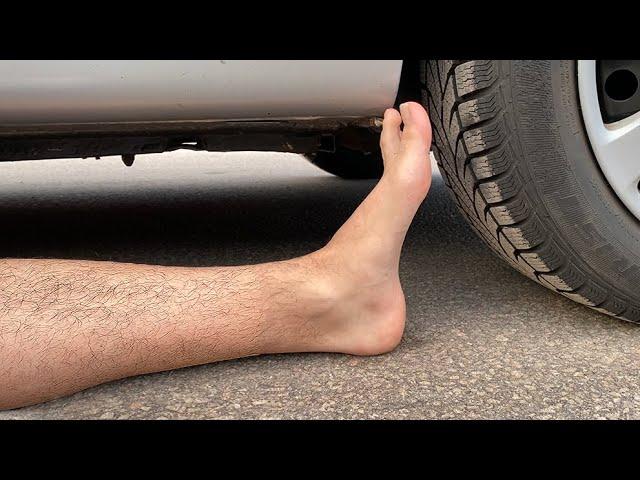 Crushing Crunchy & Soft Things by Car! - EXPERIMENT- CAR VS PLASTIC FOOT