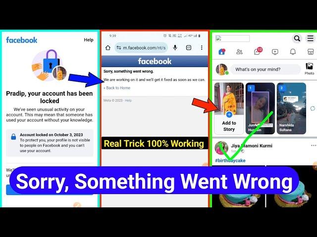 facebook account locked sorry something went wrong| sorry something went wrong problem facebook