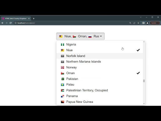 HTML Select Country Dropdown List With Flags