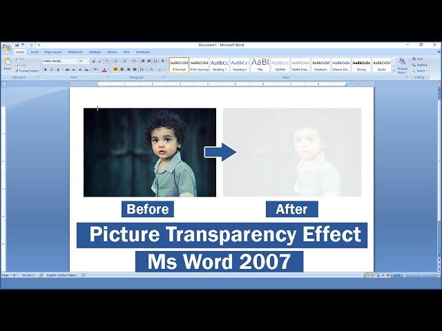 Ms Word 2007 Tutorial || Picture Transparency Effect ||