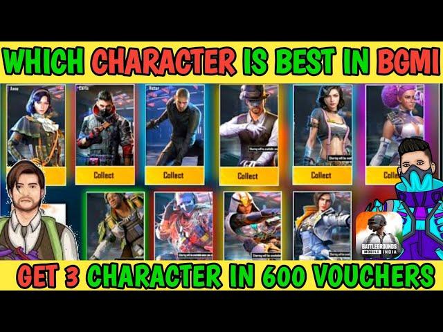 Which Character Is BEST in Bgmi| Andy vs Carlo|Free Character|How to Get Character Vouchers in Bgmi