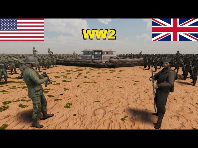 American WW2 Soldiers VS British WW2 Soldiers | Ultimate Epic Battle Simulator 2