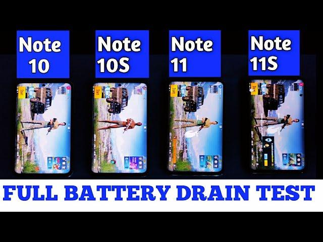 Redmi Note 11 vs Redmi Note 10 vs Redmi Note 11S vs Redmi Note 10S Battery Drain Test |