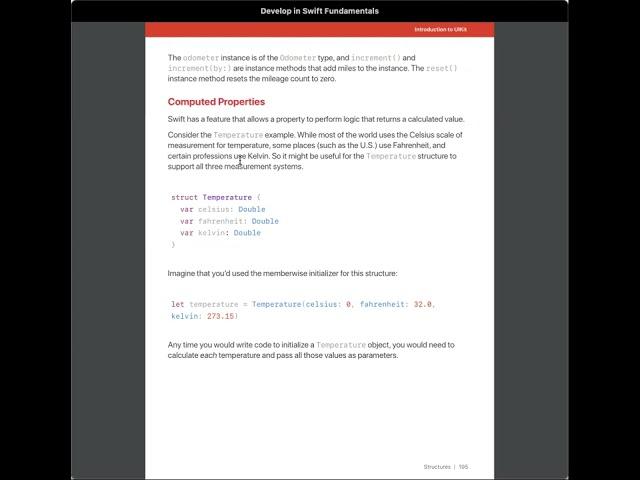 Swift Fundamentals book- 2.4: Structures Computed Properties