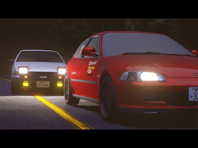 【頭文字D再現】Initial D AE86 vs EG6 in Blender 【Initial D × Blender】