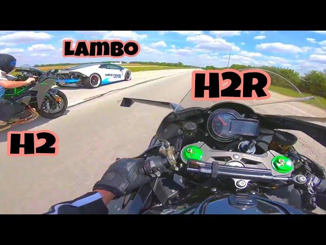 Power Of Kawasaki Ninja H2r | Ninja H2 Vs Ninja H2r Vs 1200HP Lambo | #shorts #h2r #kawasakininjah2r