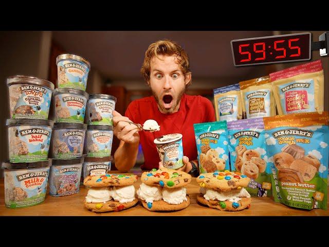 Eating EVERY Ben & Jerry's Item On My Table In 60 MINUTES!