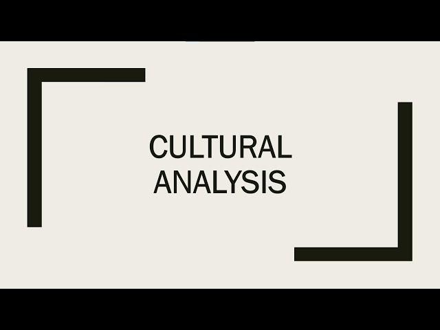 Cultural Analysis