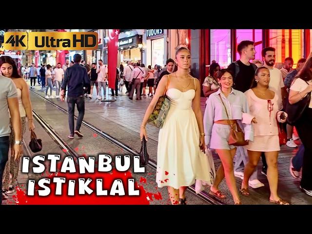 Turkey Istanbul at Night: Istiklal Street Walking Tour & Top Street Foods  Video 4K