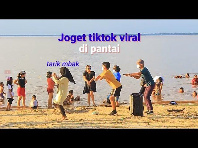 Joget tiktok viral tempat umum di pantai,semua ikut joget