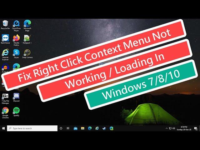 Fix Right Click Context Menu Not Working / Loading In Windows 7/8/10