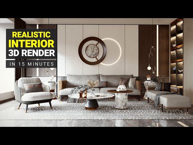 How To Create a REALISTIC Interior Render in just 15 minutes - Lumion Rendering Tutorial. 3d Render