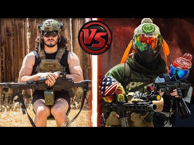 THICC Male Airsoft Player vs SpeedSoft Team ( Aggressive )