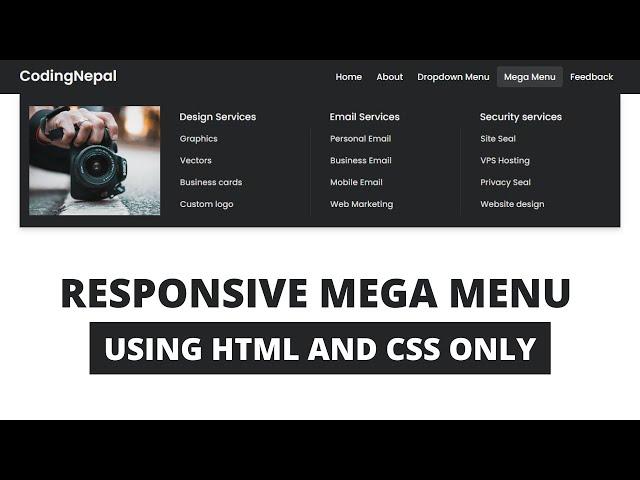 Responsive Mega Menu and Dropdown Menu using only HTML & CSS