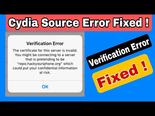 The Certificate for this server is invalid Cydia Source Error Fixed Error While adding Source Fixed