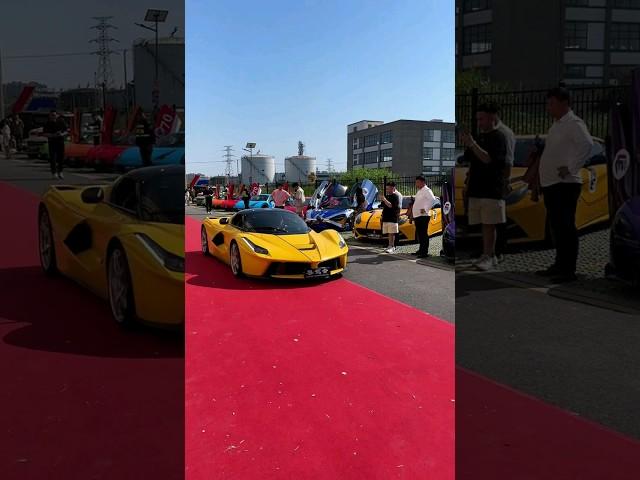 Bright Yellow LaFerrari: Luxury Car Show in Action!