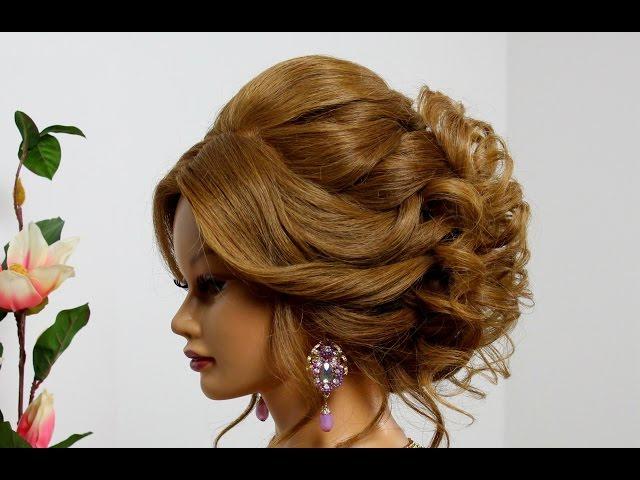 Bridal hairstyle for long medium hair. Wedding prom updo.