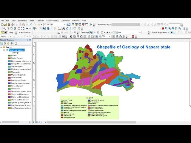 Geological map shapefile of Nigerian states: Geology of Nasarawa State Shapefile