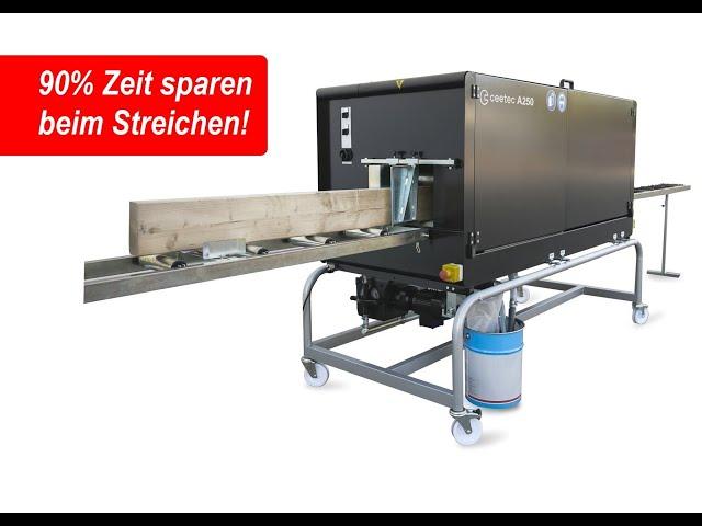 Testlackierung Ceetec A250 Streichautomat für Holzhandwerker - Streichmaschine Flutanlage Profilholz