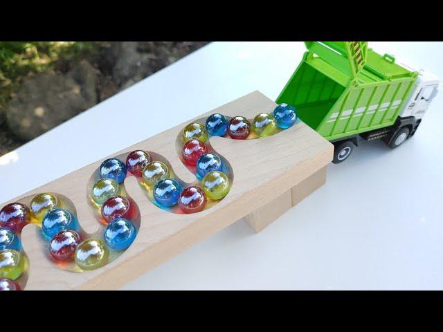 Marble Run Race ASMR 〇 HABA Slope, Dump Truck & Garbage Truck Long Time Relax Healing